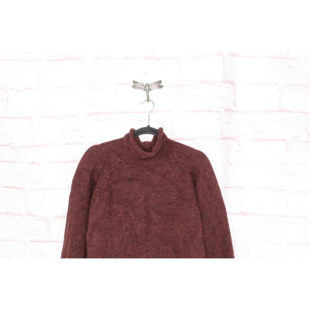 J. Crew Maroon Wool Long Sleeve Turtle Neck Pullover Knit Sweater Size L - Picture 2 of 8